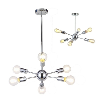 AC110-240V Adjustable Rod Ceiling Lights Available with/without 6pcs E26 LED Bulbs W400(120mm)*H1220mm