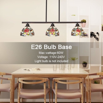 AC110-240V Black Powder Coating E26 Bulb Base Decoration Ceiling Lights with 3pcs E26 LED Bulbs W780(255mm)*H1050(160mm)